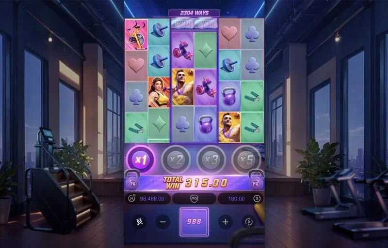 Mighty Mania – Abschlussbildschirm der Sitzung mit Gesamtgewinn